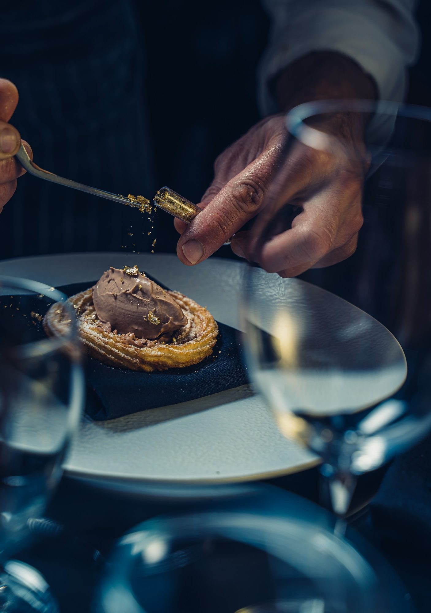 Dessert plating — retouched and color graded