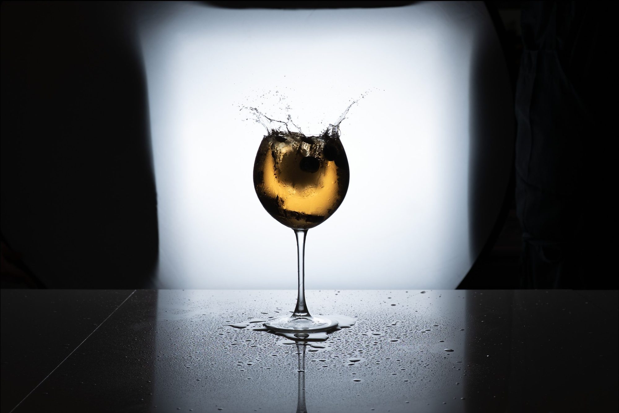 Cocktail glass backlit RAW capture