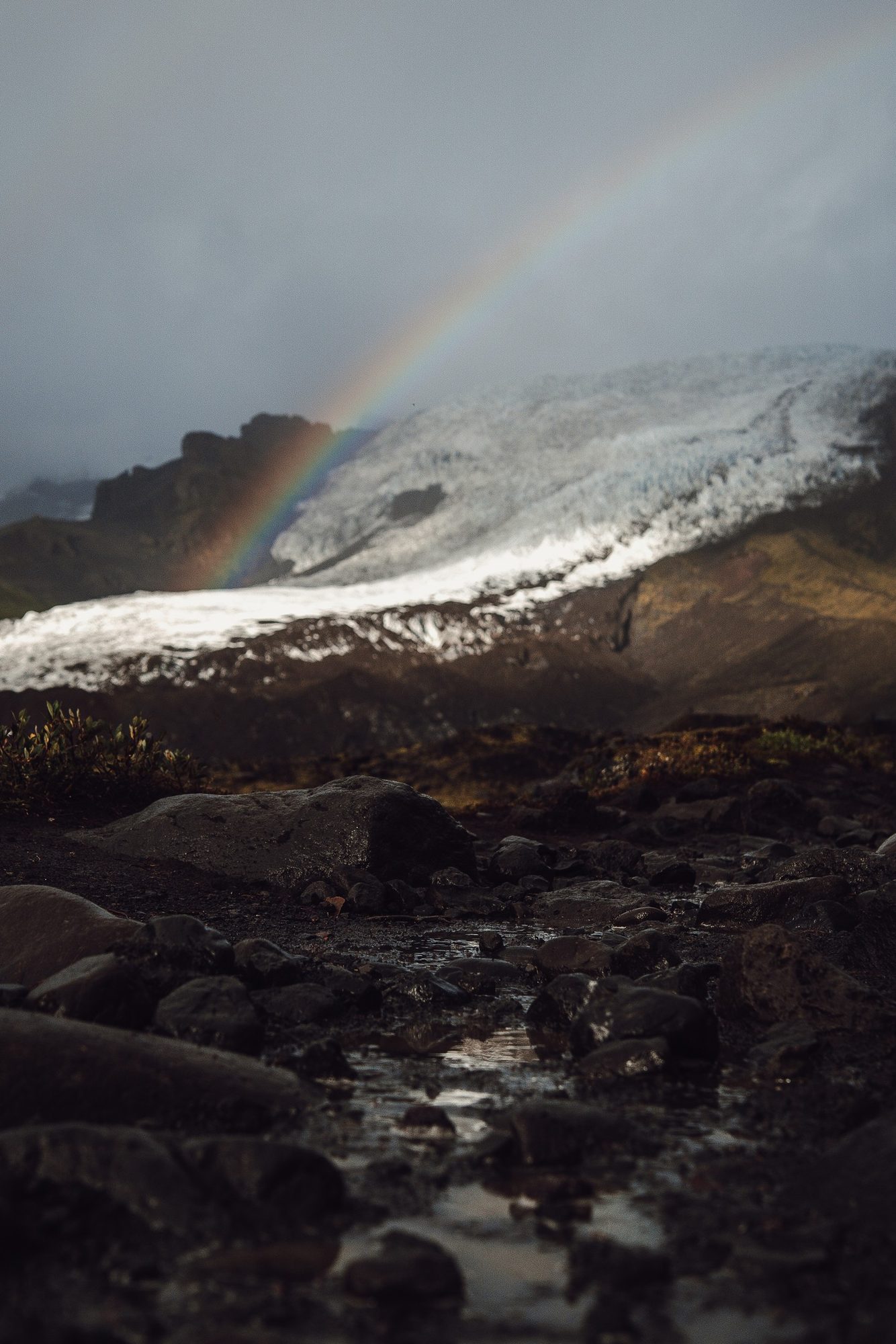 Glacier with rainbow — natural color correction