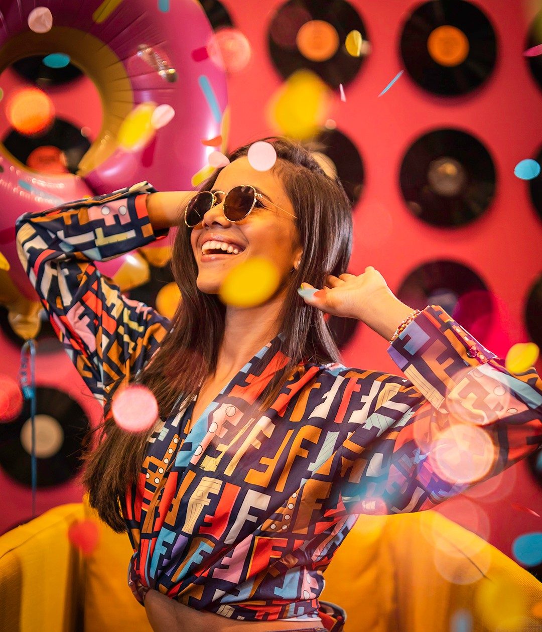 Retro vinyl series — confetti portrait
