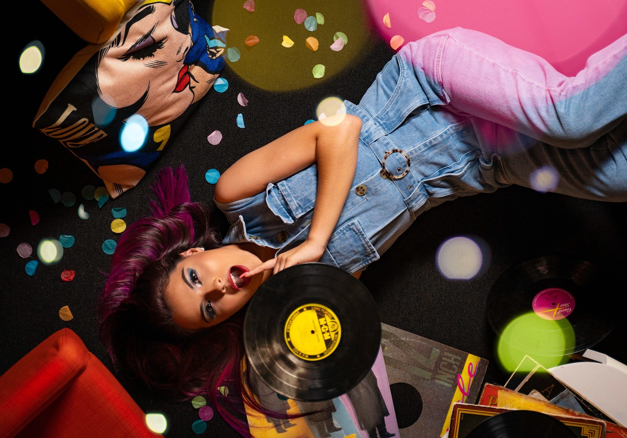 Retro vinyl series — overhead with records